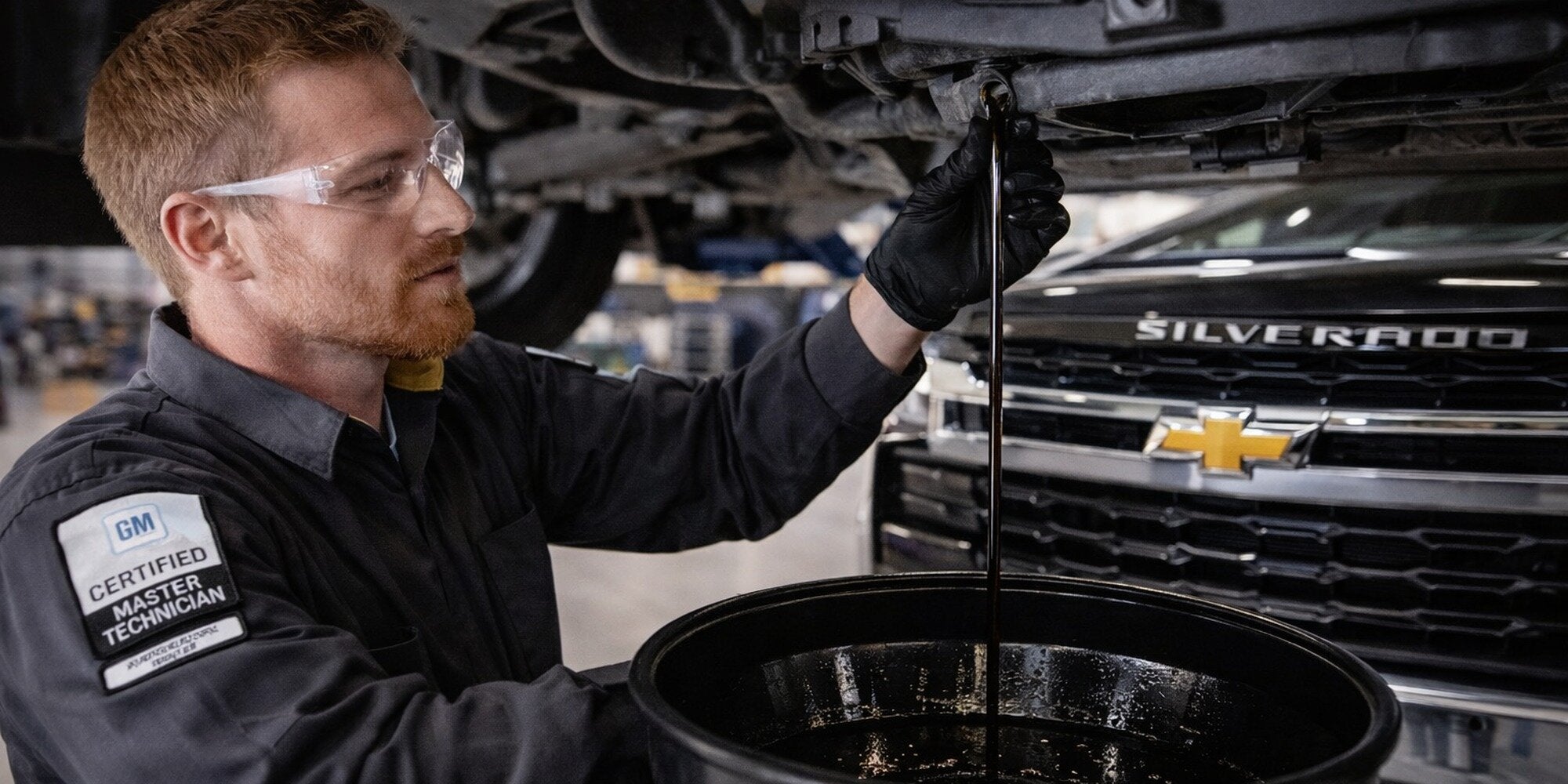 Chevy Silverado 1500 receiving certified service oil change at Lash Chevrolet