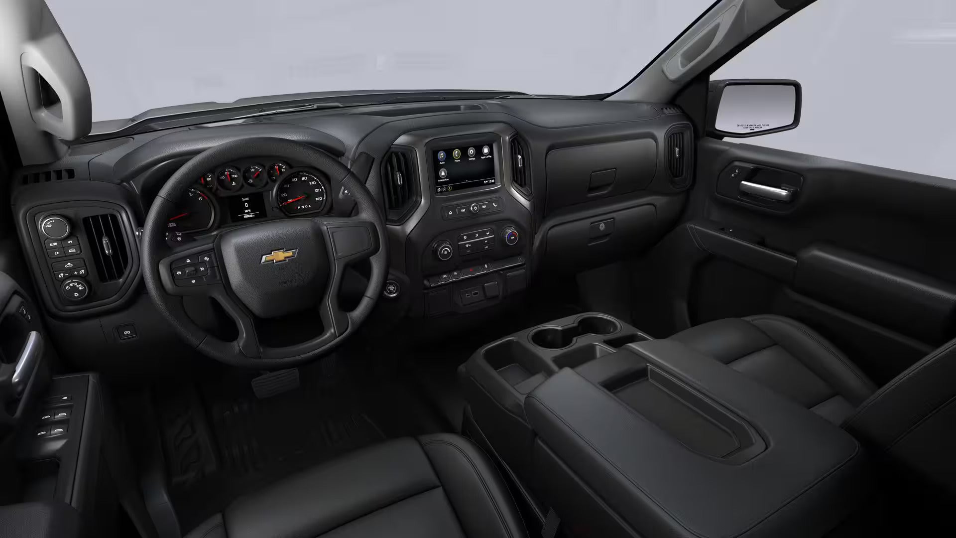 2026 Chevy Silverado 1500 interior showing driver workspace and infotainment display
